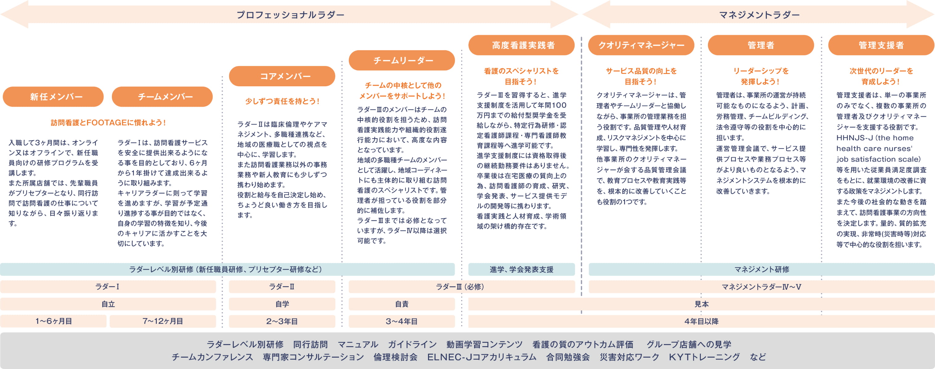 訪問看護師のキャリアラダーの説明図